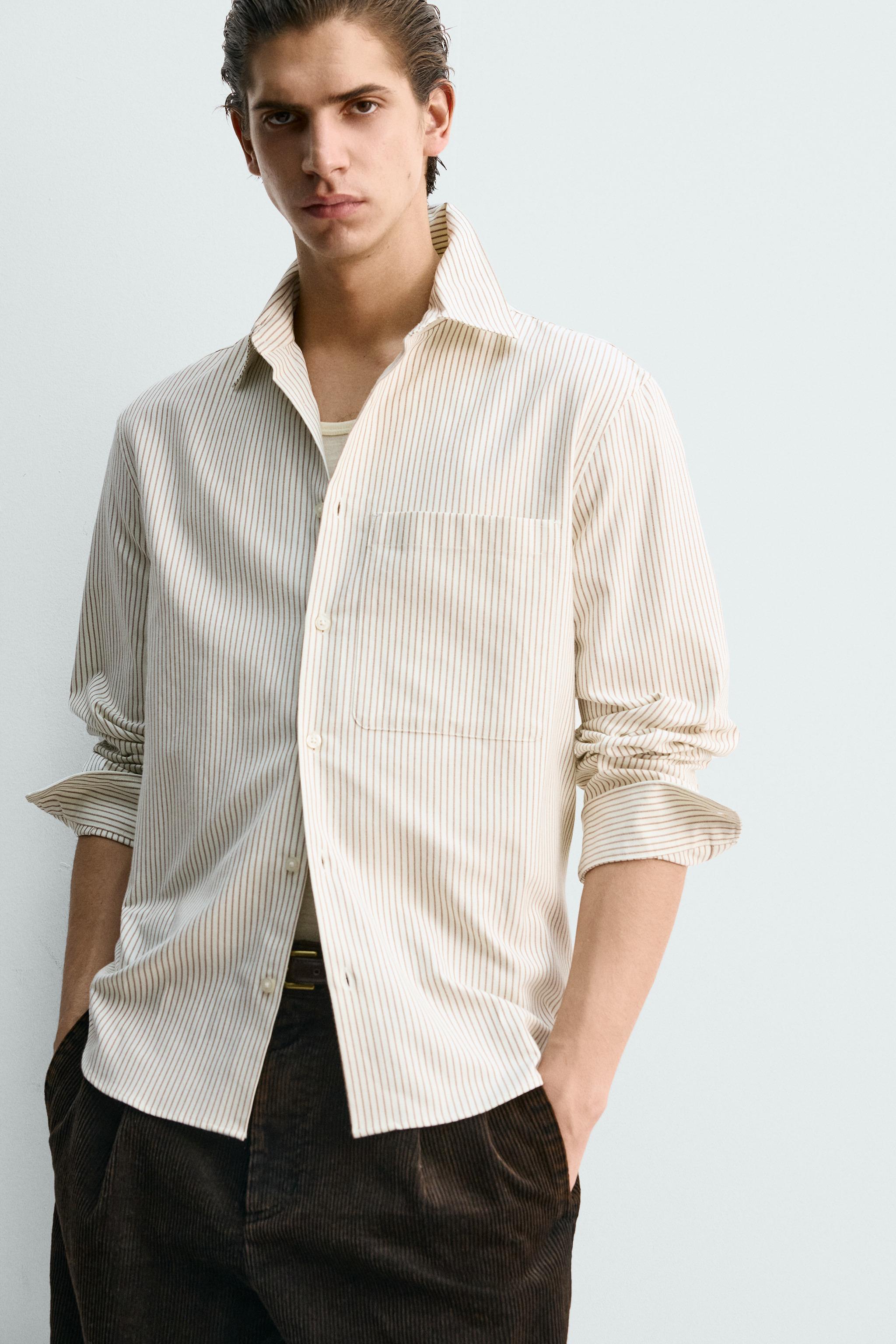 TEXTURED STRIPED OXFORD SHIRT